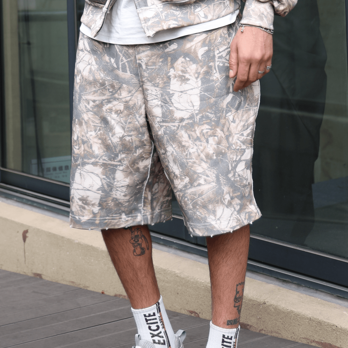 Zyross Cotton French Terry Camo Shorts (400GSM)