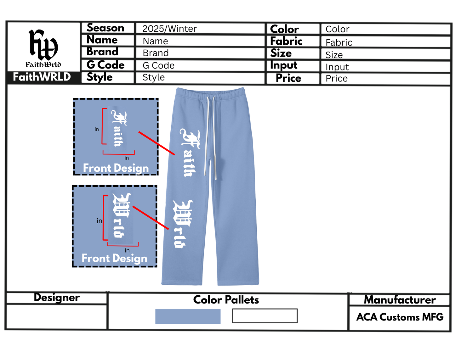 Sample Tech Pack Fee