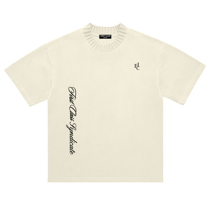 First Class Syndicate Knitted Neck T-Shirt-Cream