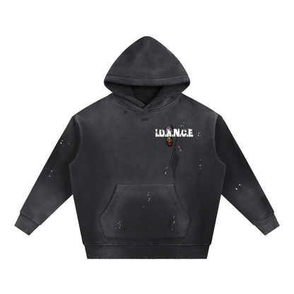 iDANCE Vintage Washed Frayed Fleece Hoodie
