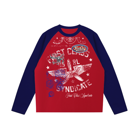 First Class Syndicate Color-Blocked Raglan Long-Sleeve T-Shirt