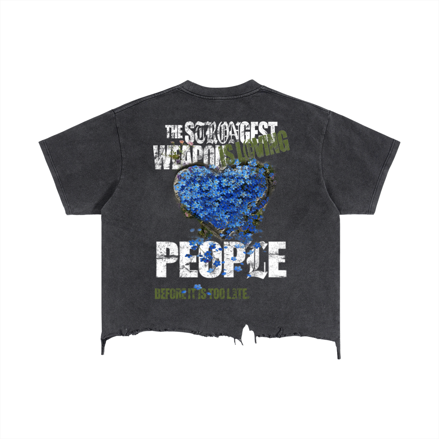 L&M Vintage Wash Boxy Distressed Hem T-Shirt