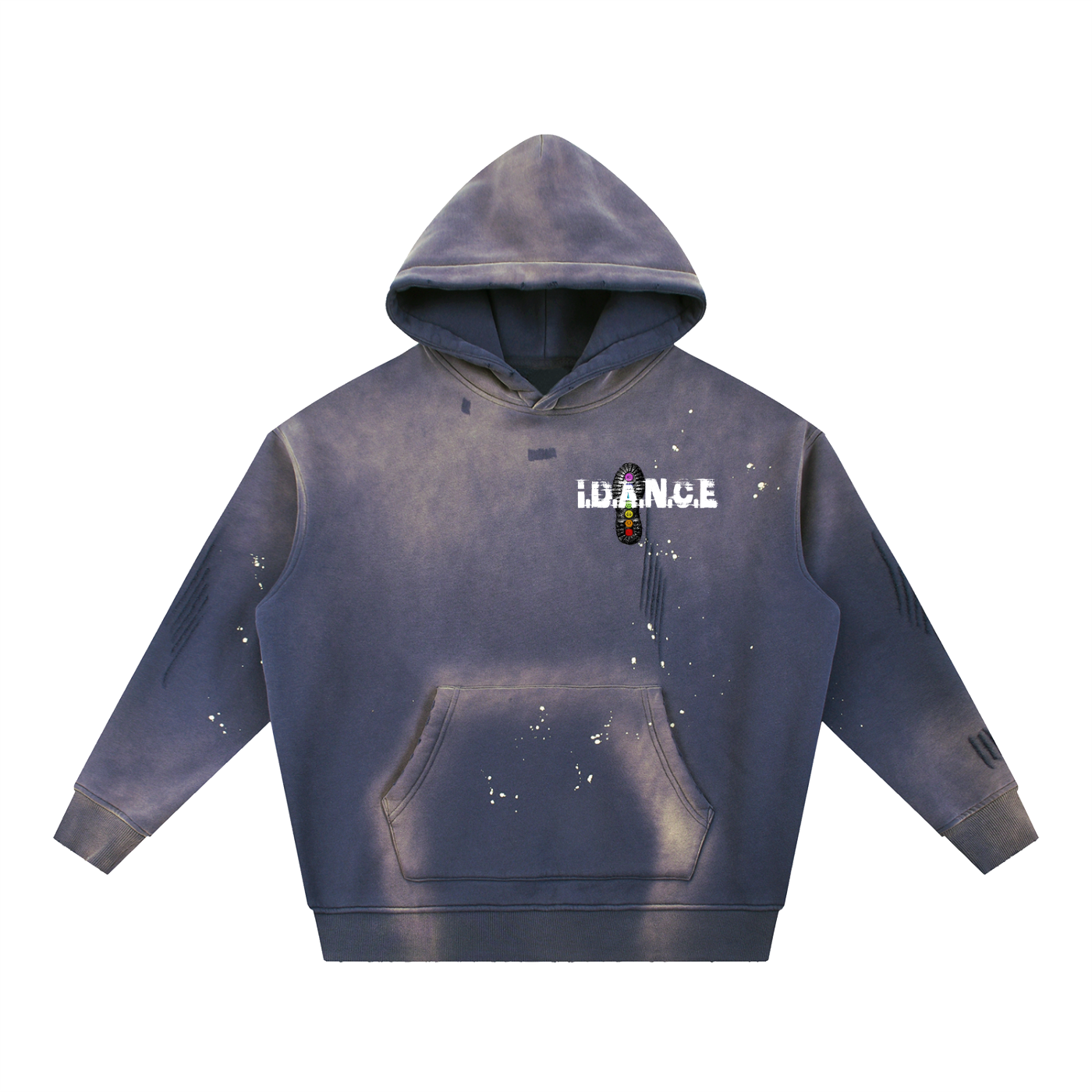iDANCE Vintage Washed Frayed Fleece Hoodie