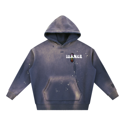 iDANCE Vintage Washed Frayed Fleece Hoodie