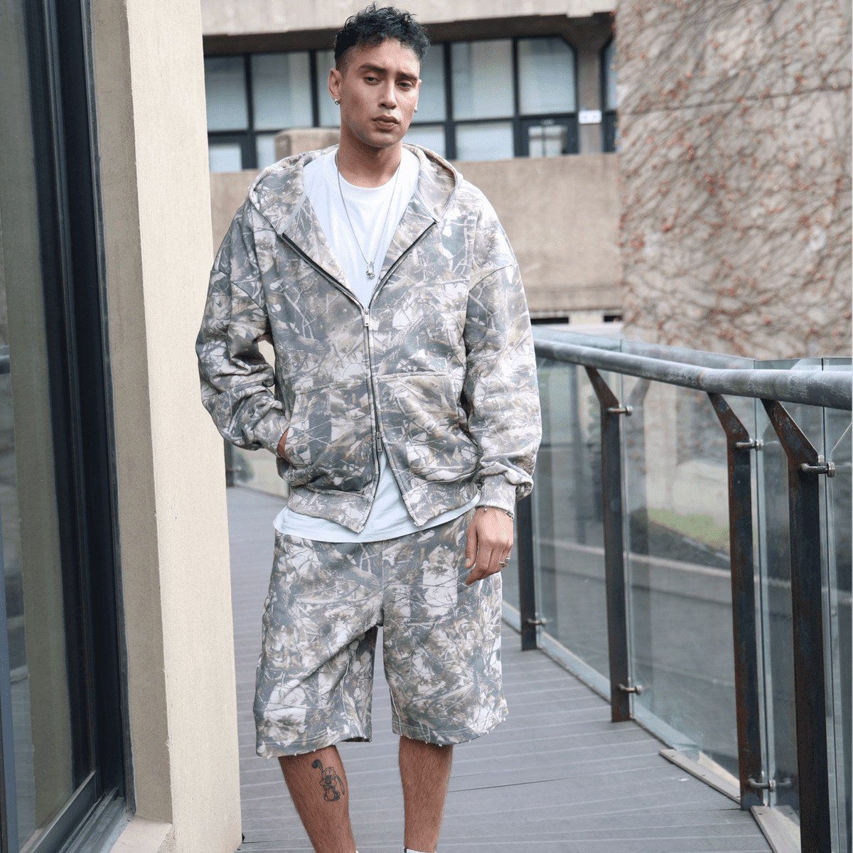 Zyross Cotton French Terry Camo Shorts (400GSM)