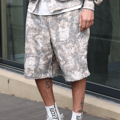 Zyross Cotton French Terry Camo Shorts (400GSM)