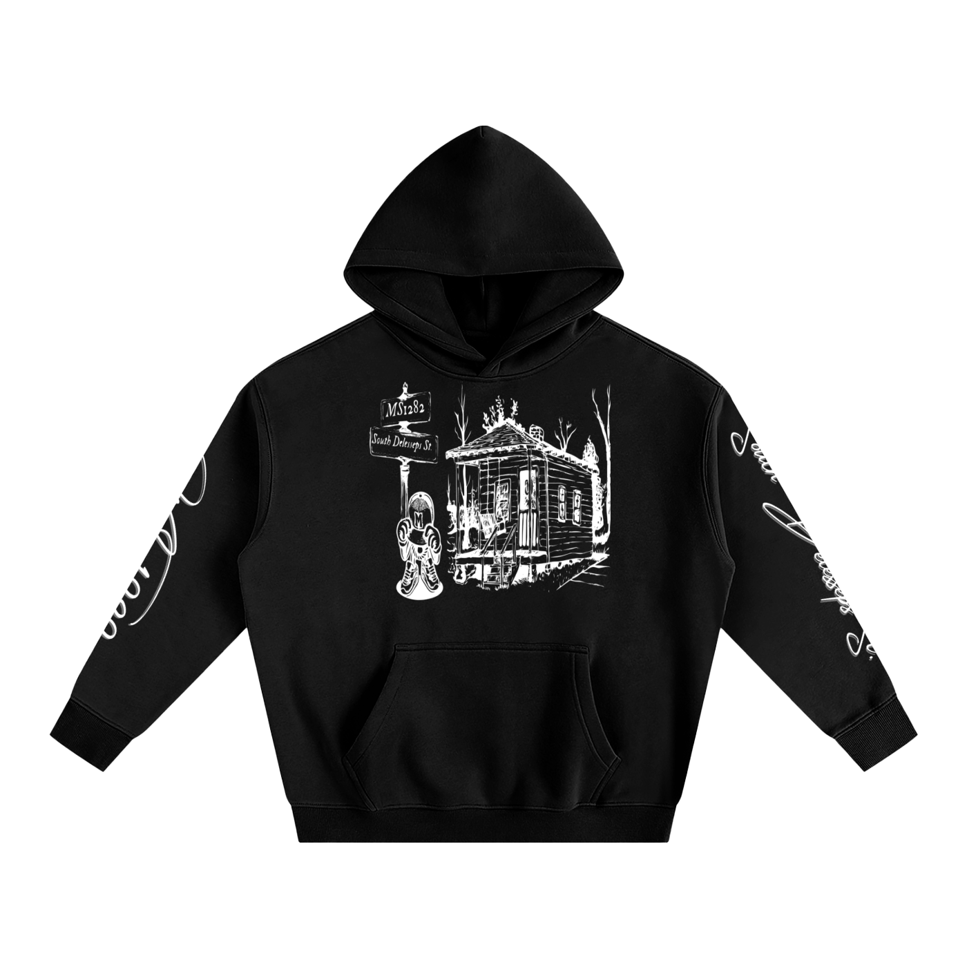 MS1282 Oversize Fleeced Hoodie-Black