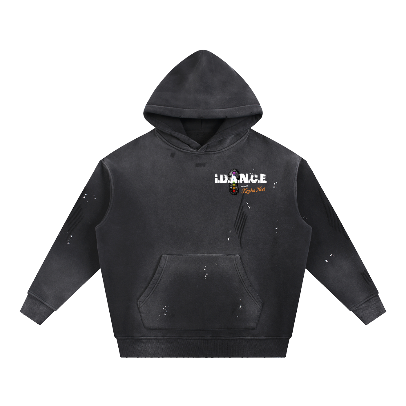 iDANCE w/ Keysha Kool Vintage Washed Frayed Fleece Hoodie