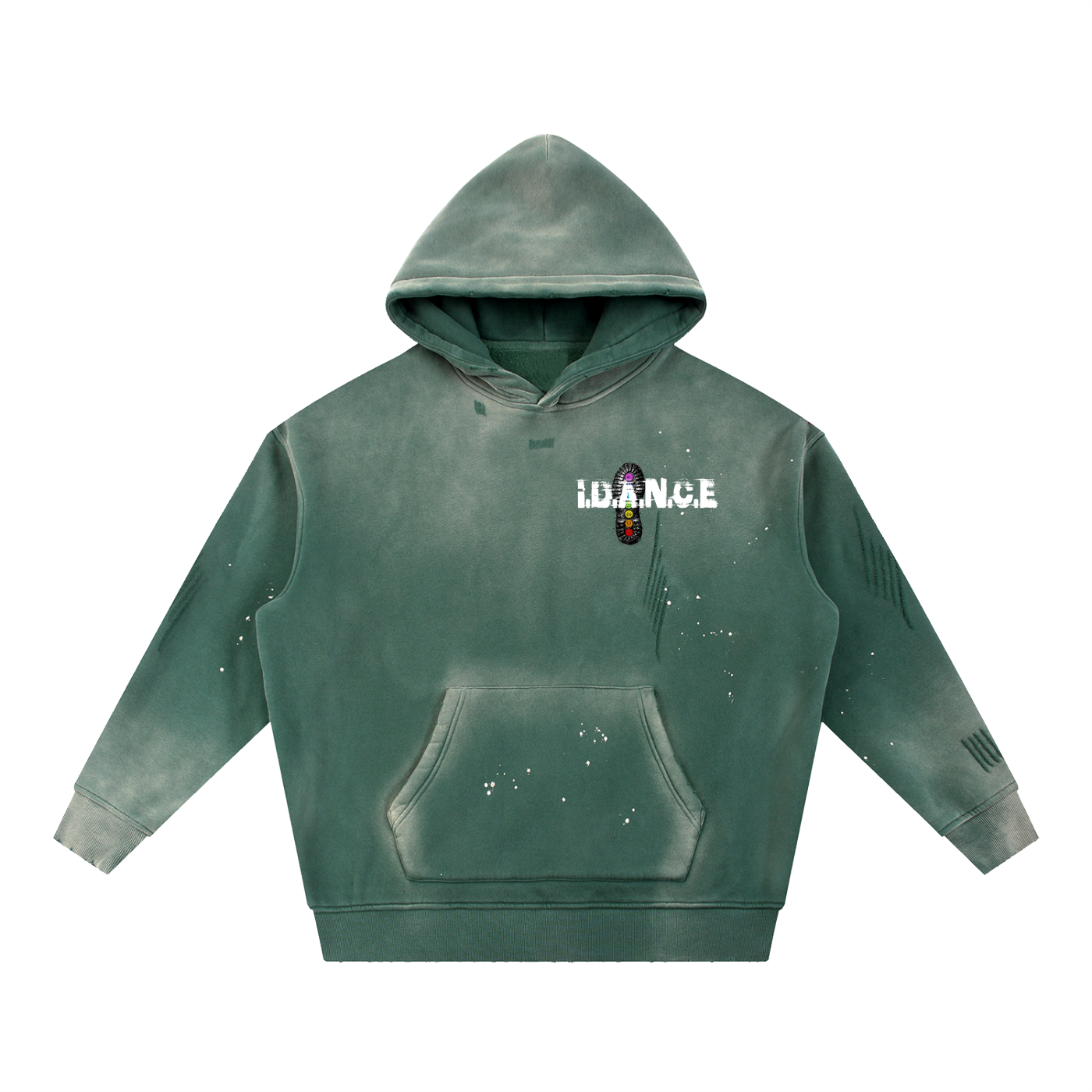 iDANCE Vintage Washed Frayed Fleece Hoodie
