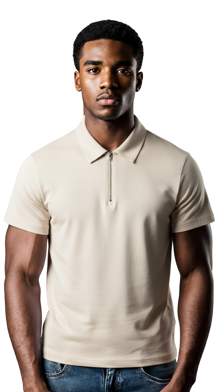 Half-Zip Cotton Polo Shirt