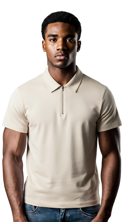 Half-Zip Cotton Polo Shirt