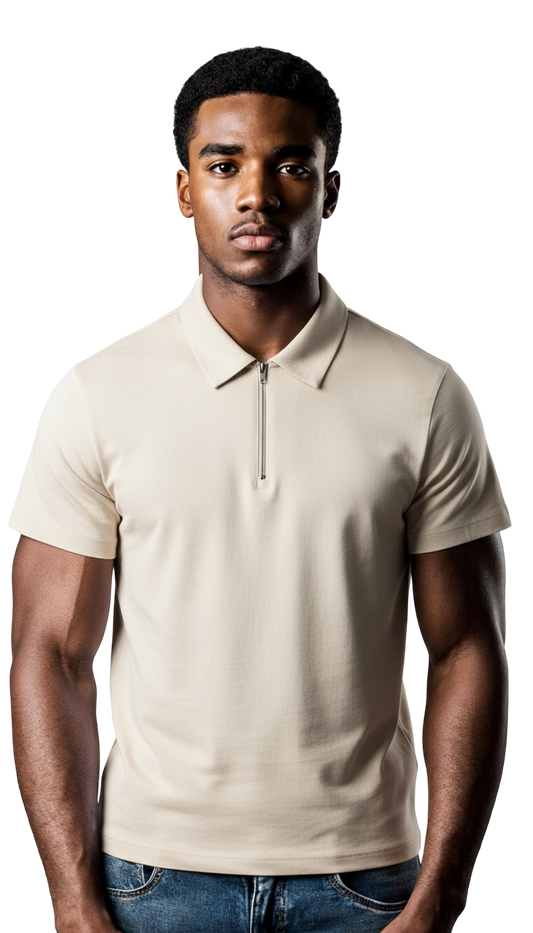 Half-Zip Cotton Polo Shirt