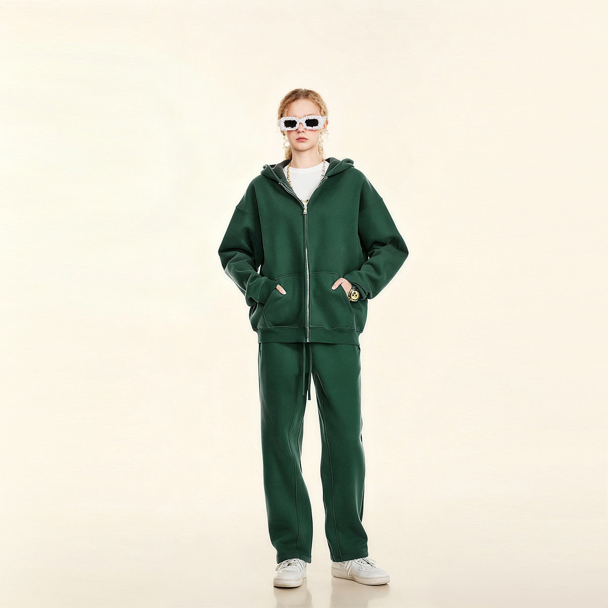 Urban Root Heavyweight Fleece Zip-Up Oversized Hoodie (380GSM)