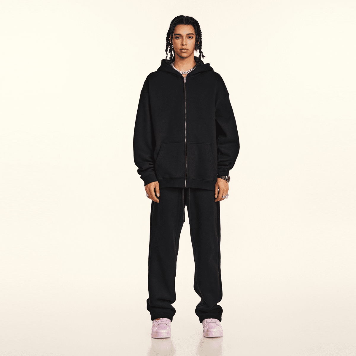 Urban Root Heavyweight Fleece Zip-Up Oversized Hoodie (380GSM)