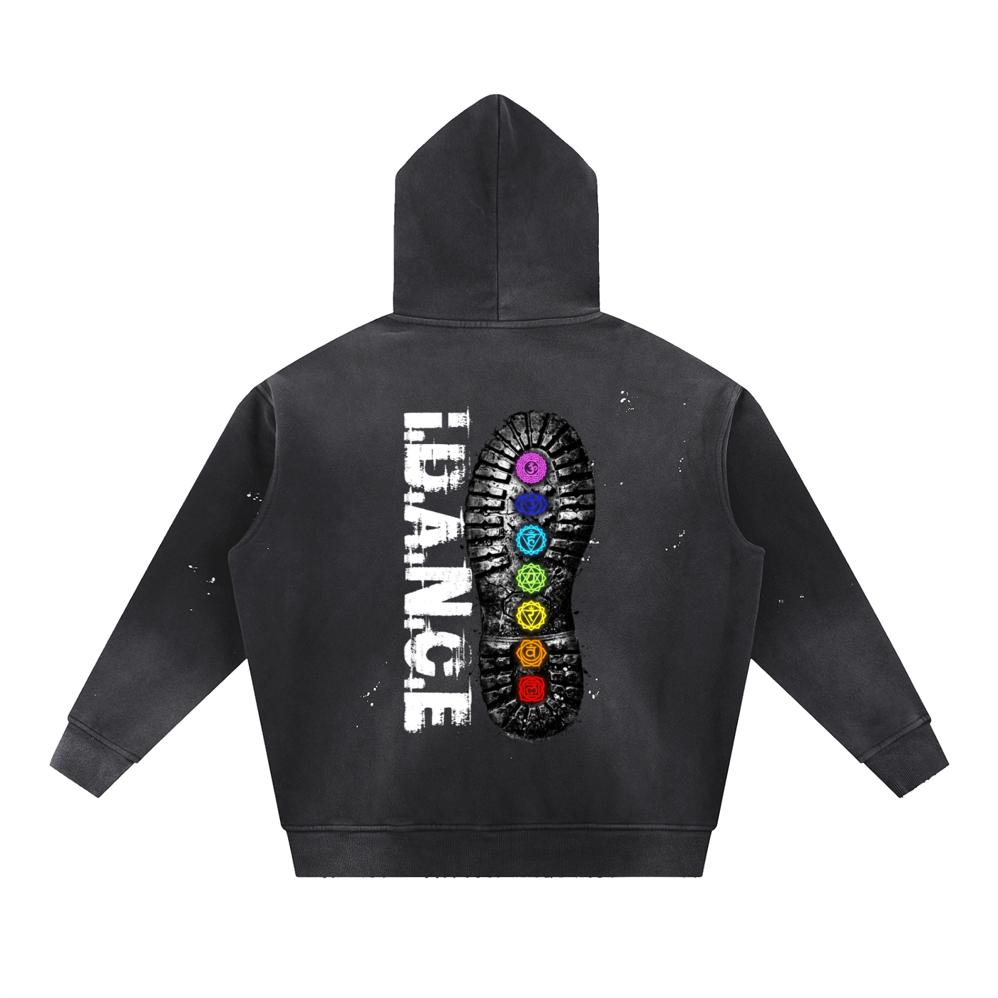 iDANCE Vintage Washed Frayed Fleece Hoodie