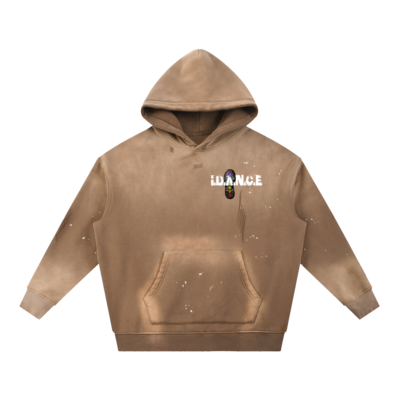 iDANCE Vintage Washed Frayed Fleece Hoodie