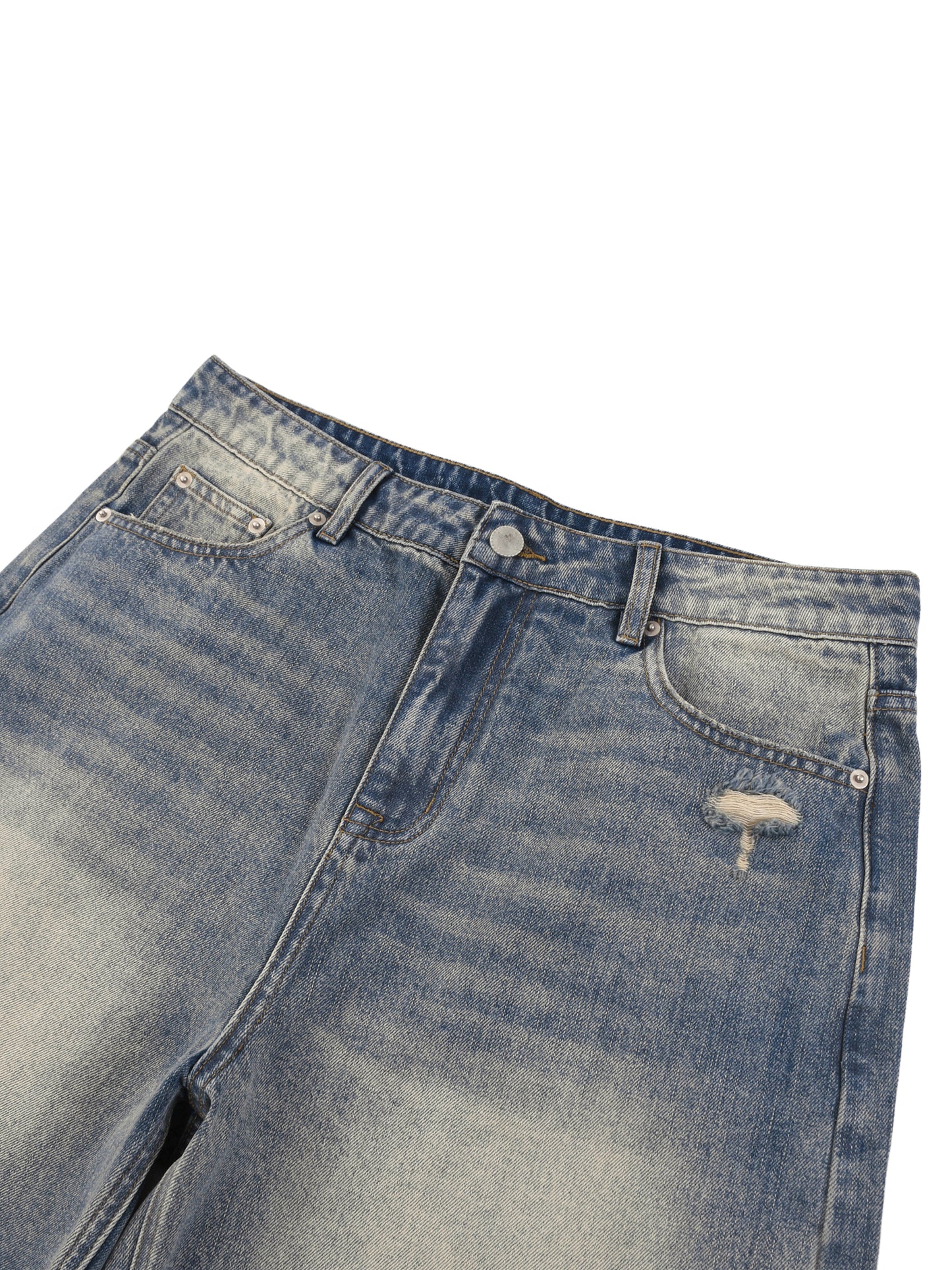 First Class Syndicate Faded Distressed Baggy Denim Shorts